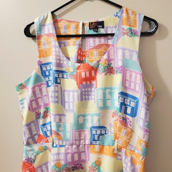Yumi House Print Dress - Size 8/10 - Picture 2 of 6